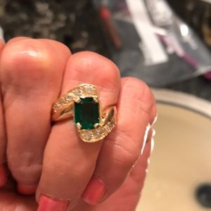 14k Gold diamond and emerald ring.